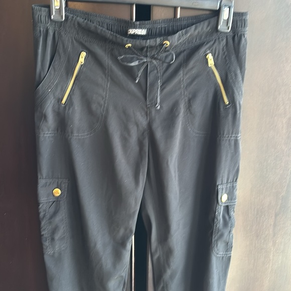 Express Black Cargo Pants with Gold Hardware ⭐️ - Picture 4 of 7